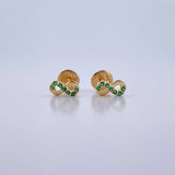 Stud Earrings Infinite 0.65gr / Green Zircons 18K Yellow Gold &