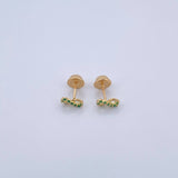Stud Earrings Infinite 0.65gr / Green Zircons 18K Yellow Gold &