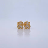 Stud Earrings Bear Ts 0.8gr / White Zircons 18K Yellow Gold $