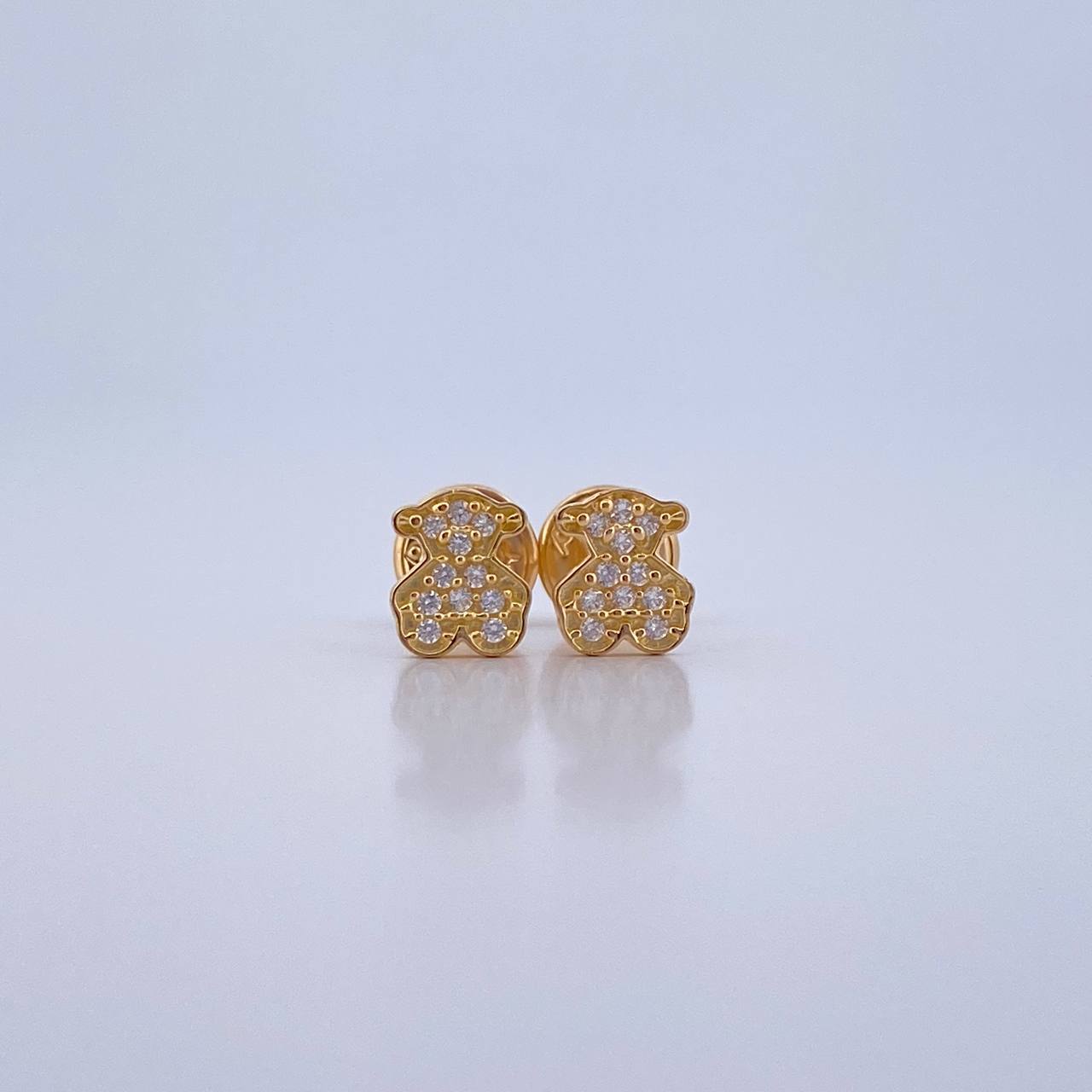 Topos Oso Ts 0.75gr / Circones Blancos Oro Amarillo 18K &