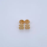 Stud Earrings Bear Ts 0.8gr / White Zircons 18K Yellow Gold &