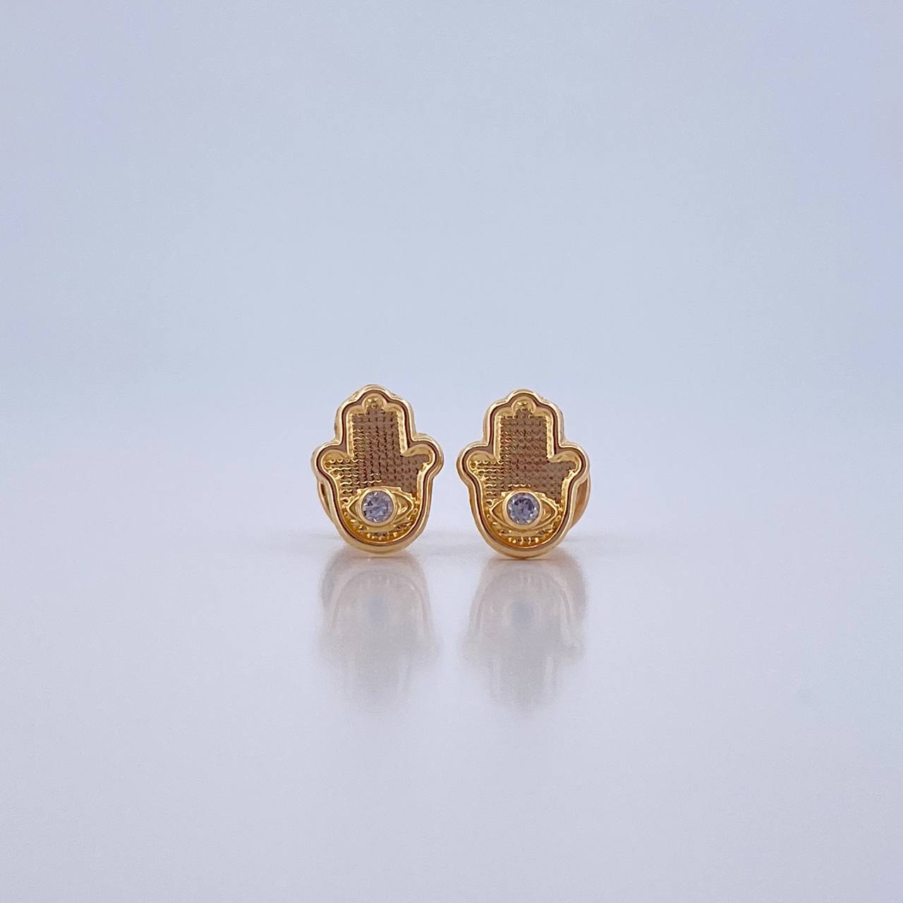 Topos Mano Hamsa 0.6gr / Circon Blanco Oro Amarillo 18K &