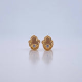 Topos Mano Hamsa 0.6gr / Circon Blanco Oro Amarillo 18K &