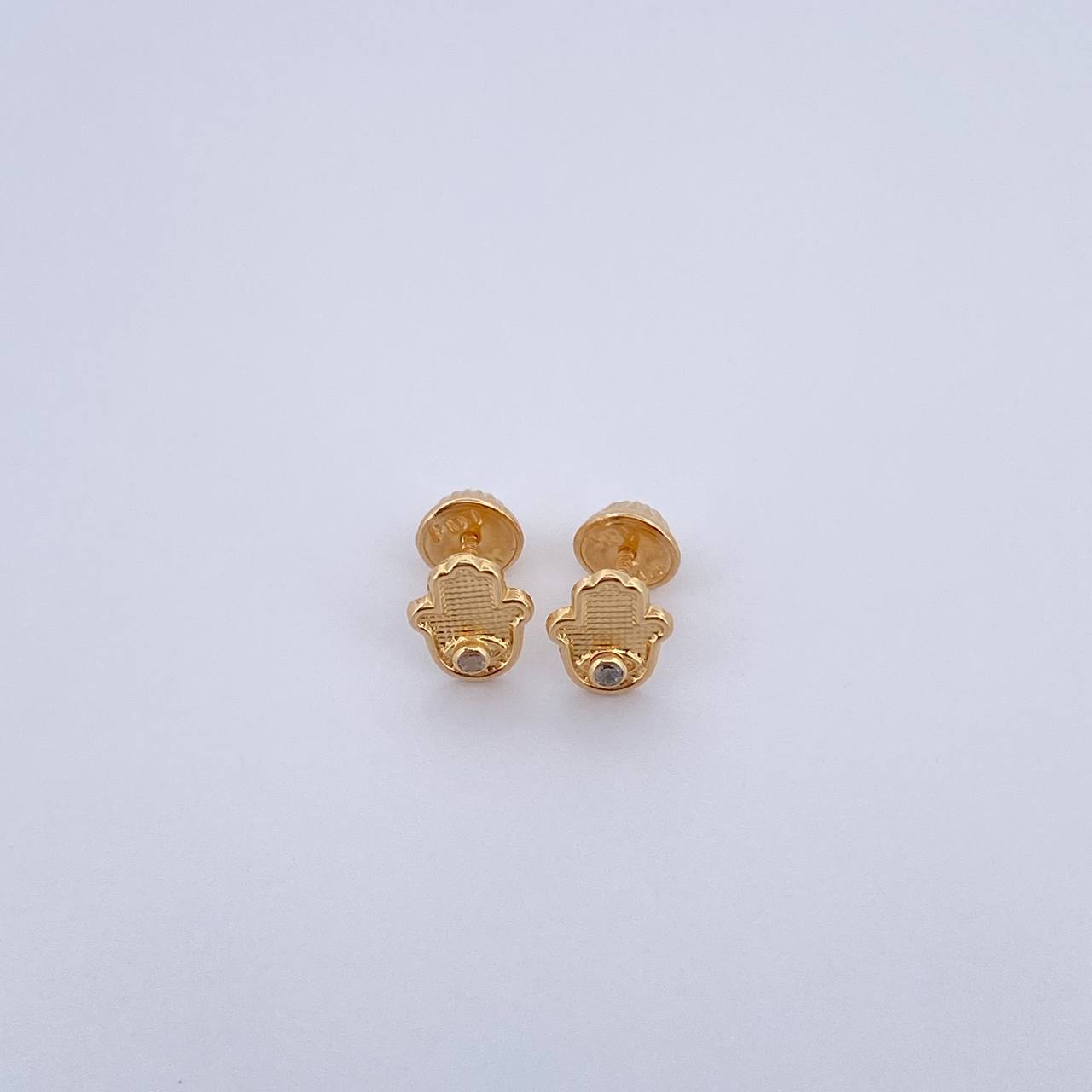 Topos Mano Hamsa 0.6gr / Circon Blanco Oro Amarillo 18K &