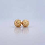 Stud Earrings Bead 1gr / 8mm Diamond Cut 18K Yellow Gold &