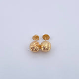 Stud Earrings Bead 1gr / 8mm Diamond Cut 18K Yellow Gold &