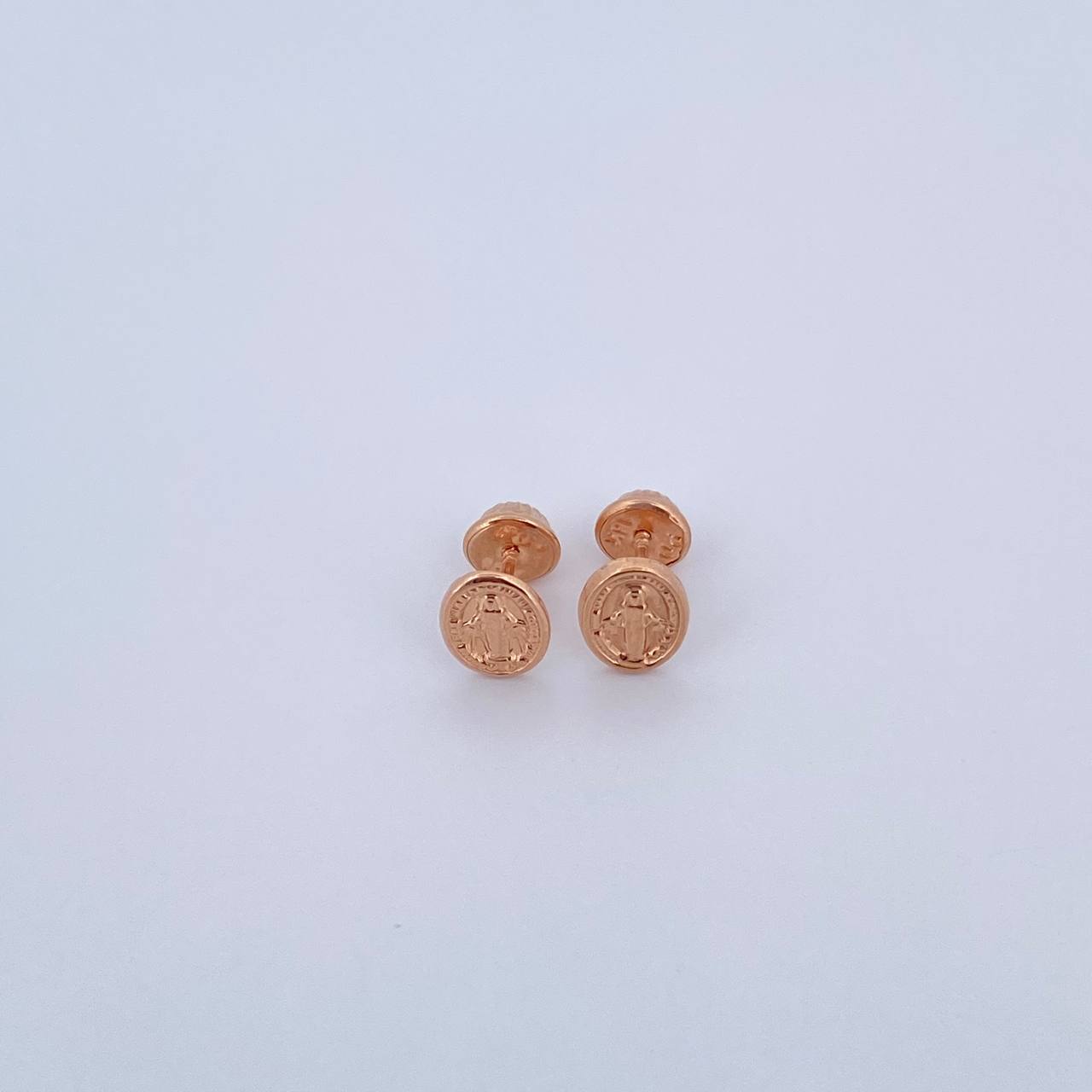 Stud Earrings Virgen Milagrosa 0.6gr / 18K Rose Gold &