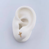Topos Cruz 0.7gr / Circones Blancos Oro Amarillo 18K &