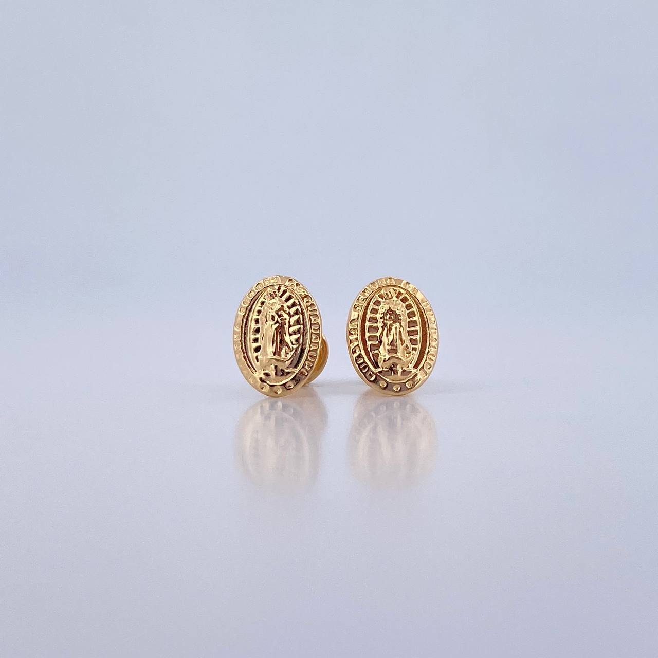 Stud Earrings Virgin Guadalupe 0.75gr / 18K Yellow Gold &