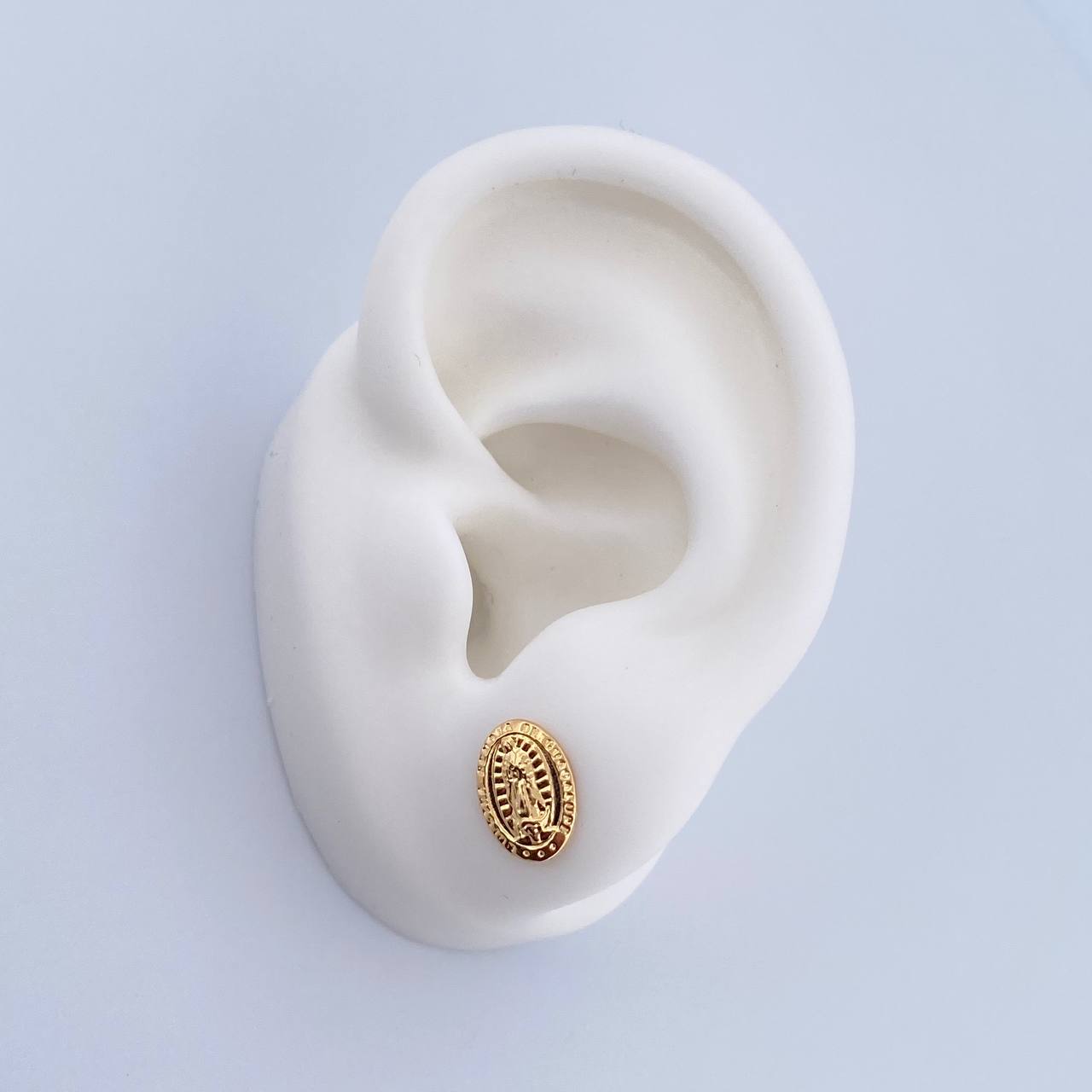 Stud Earrings Virgin Guadalupe 0.7gr / 18K Yellow Gold &