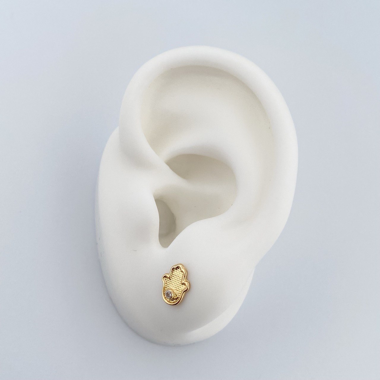 Topos Mano Hamsa 0.6gr / Circon Blanco Oro Amarillo 18K &