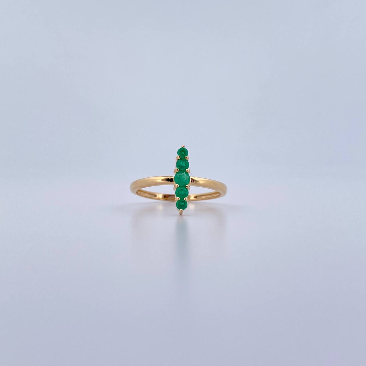 Ring Line 2.2gr / T6 3/4 / Emerald 28Pts 18K Yellow Gold (Jewel) &