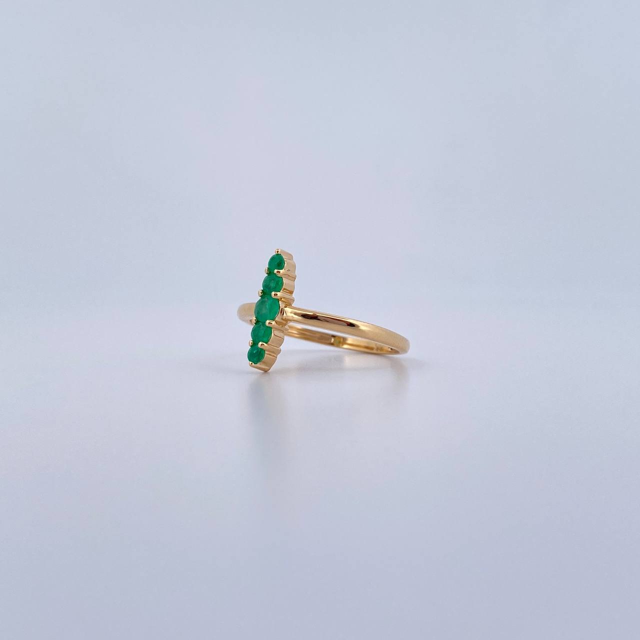 Ring Line 2.2gr / T6 3/4 / Emerald 28Pts 18K Yellow Gold (Jewel) &