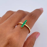 Ring Line 2.2gr / T6 3/4 / Emerald 28Pts 18K Yellow Gold (Jewel) &
