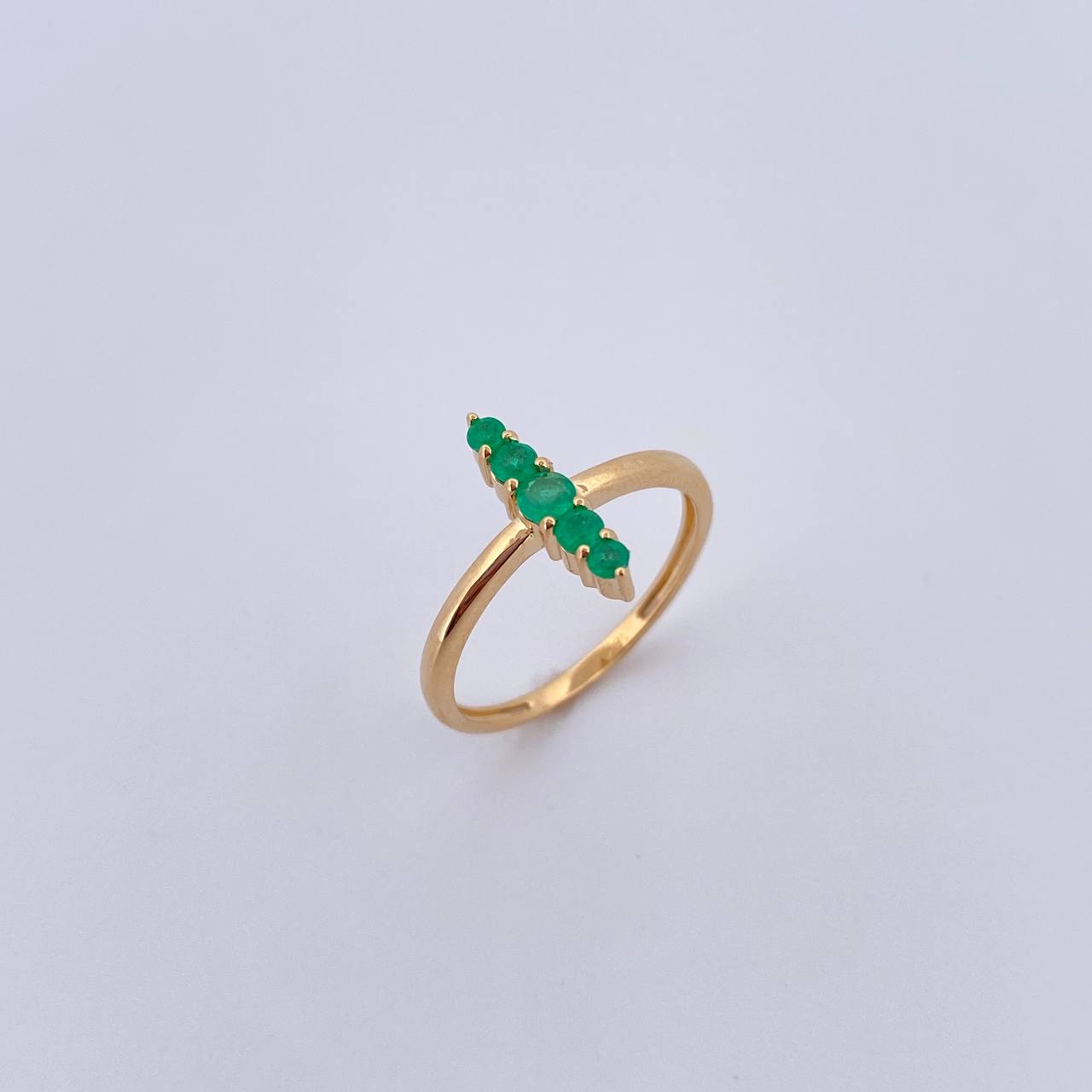 Ring Line 2.2gr / T6 3/4 / Emerald 28Pts 18K Yellow Gold (Jewel) &