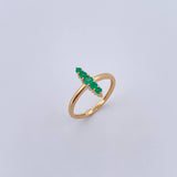 Ring Line 2.2gr / T6 3/4 / Emerald 28Pts 18K Yellow Gold (Jewel) &