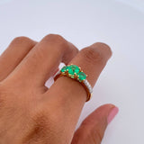 Ring Solitaire Churumbela 2.7gr / T6 1/4 / Emerald 1.16 Qts Diamond 12 Pts Two Yellows White Gold 18K (Jewel) &