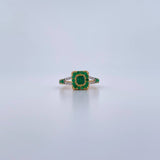Square Halo Ring Double Line 2.95gr / T6 1/4 / Emerald 62 Pts Diamond 8 Pts Two Yellows Yellow White 18K (Jewel) &