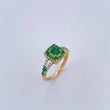 Square Halo Ring Double Line 2.95gr / T6 1/4 / Emerald 62 Pts Diamond 8 Pts Two Yellows Yellow White 18K (Jewel) &