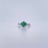 Halo Ring Churumbela 2.75gr / Size 6 1/4 / Emerald 33 Pts Diamond 11 Pts 18K White Gold (Jewel) &