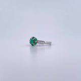 Halo Ring Churumbela 2.75gr / Size 6 1/4 / Emerald 33 Pts Diamond 11 Pts 18K White Gold (Jewel) &