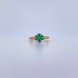 Halo Ring Churumbela 2.95gr / Size 7 / Emerald 27 Pts Diamond 15 Pts Two Yellows White 18K (Jewel) &