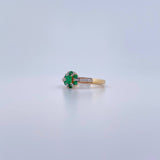 Anillo Halo Churumbela 3.05gr / T6 1/4 / Esmeralda 28 Pts Diamante 14 Pts Dos Oros Amarillo Blanco 18K (Joya) &