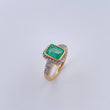 Solitaire Ring Rectangle 5.05gr / Size 6 3/4 / Emerald 1.81 Qts Diamond 25 Pts Two Yellows White Gold 18K (Jewel) &