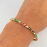 Bracelet Tennis 10.9gr / 17.2cm / 2.6mm Emerald 1.00 Qts Sapphire Rubies 2.4 Qts Diamond 78 Pts 18K Yellow Gold (Jewel) &
