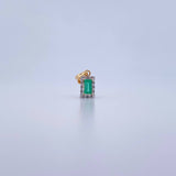 Dije Rectangulo 1.05gr / 1.4cm / Esmeralda 29 Pts Diamante 7 Pts Dos Oros Amarillo Blanco 18K (Joya) &