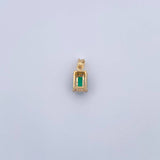 Dije Rectangulo 1.05gr / 1.4cm / Esmeralda 29 Pts Diamante 7 Pts Dos Oros Amarillo Blanco 18K (Joya) &