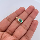 Dije Rectangulo 1.05gr / 1.4cm / Esmeralda 29 Pts Diamante 7 Pts Dos Oros Amarillo Blanco 18K (Joya) &