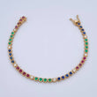 Bracelet Tennis 8.5gr / 17.7cm / 3.5mm Emerald 70 Pts Sapphires Rubies 1.95 Qts Diamond 50 Pts 18K Yellow Gold (Jewel) &