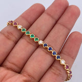 Bracelet Tennis 8.5gr / 17.7cm / 3.5mm Emerald 70 Pts Sapphires Rubies 1.95 Qts Diamond 50 Pts 18K Yellow Gold (Jewel) &
