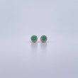 Stud Earrings Circle 2gr / Emerald 28 Pts Diamond 8 Pts Two Yellow White Gold 18K (Jewel) &