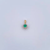 Pendant Circle 0.7gr / 1.1cm / Emerald 14 Pts Diamond 4 Pts Two Yellows White 18K Gold (Jewel) &