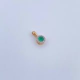 Pendant Circle 0.7gr / 1.1cm / Emerald 14 Pts Diamond 4 Pts Two Yellows White 18K Gold (Jewel) &
