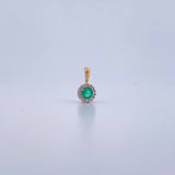 Pendant Circle 0.7gr / 1.1cm / Emerald 14 Pts Diamond 4 Pts Two Yellows White 18K Gold (Jewel) &