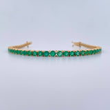 Bracelet Tennis 12.95gr / 17.6cm / 3.7mm Emerald 5.63 Qts 18K Yellow Gold (Jewel) &
