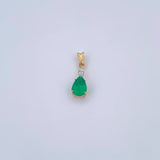 Dije Gota 0.85gr / 1.7cm / Esmeralda 70 Pts Diamante 9 Pts Oro Amarillo 18K (Joya) &