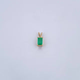 Pendant Rectangle 0.5gr / 1cm / Emerald 32 Pts 18K Yellow Gold (Jewel) &