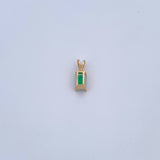 Pendant Rectangle 0.5gr / 1cm / Emerald 32 Pts 18K Yellow Gold (Jewel) &