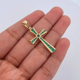 Dije Cruz Pontificia 3.3gr / 3.7cm / Esmeralda 79 Pts Oro Amarillo 18K (Joya) &