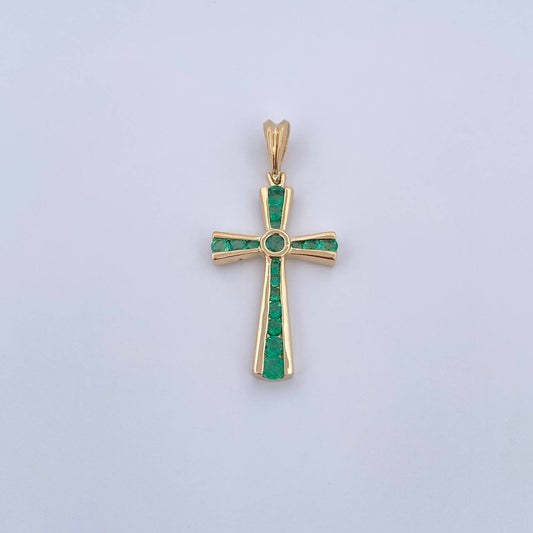 Dije Cruz Pontificia 3.3gr / 3.7cm / Esmeralda 79 Pts Oro Amarillo 18K (Joya) &