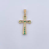 Dije Cruz Pontificia 3.3gr / 3.7cm / Esmeralda 79 Pts Oro Amarillo 18K (Joya) &