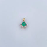 Dije Rombo Gotico 1.55gr / 1.5cm / Esmeralda 68 Pts Diamante 13 Pts Dos Oros Amarillo Blanco 18K (Joya) &