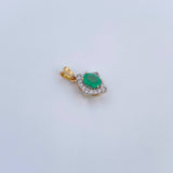 Dije Rombo Gotico 1.55gr / 1.5cm / Esmeralda 68 Pts Diamante 13 Pts Dos Oros Amarillo Blanco 18K (Joya) &