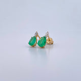 Stud Earrings Drop 2.15gr / Emerald 1.55 Pts Diamond 18 Pts 18K Yellow Gold (Jewel) &
