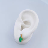Stud Earrings Drop 2.15gr / Emerald 1.55 Pts Diamond 18 Pts 18K Yellow Gold (Jewel) &