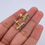 Topos Circulos 2.35gr / Esmeralda 59 Pts Diamante 10 Pts Dos Oros Amarillo Blanco 18K (Joya) &